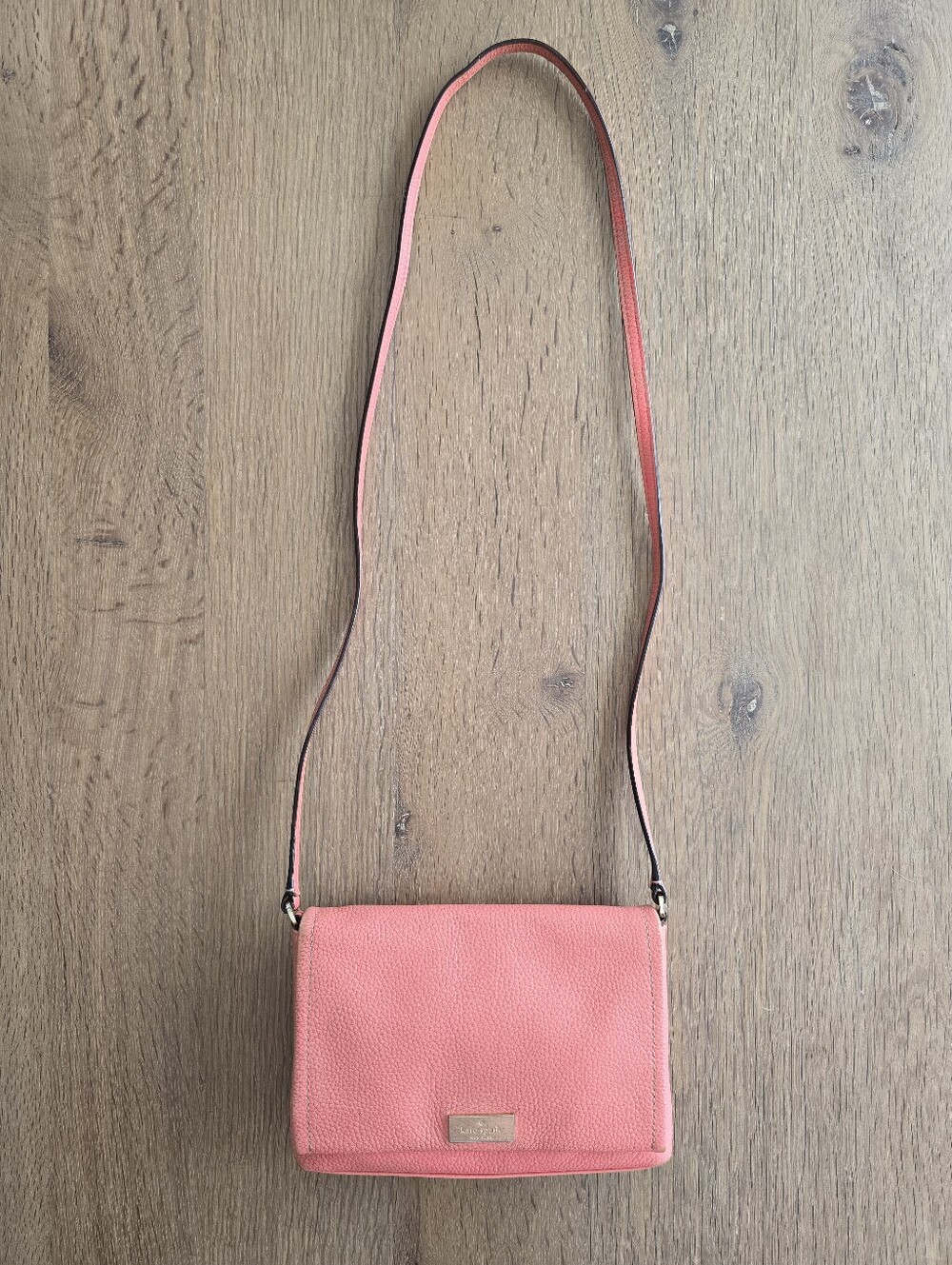 Kate Spade Coral Pink Pebbled Leather Crossbody Bag WKRU3258